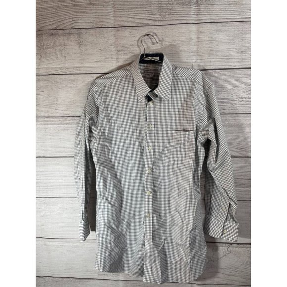 Paul Frederick Men's 16/32 Blue/Green/White Button Down Long Sleeve Dress Shirt - Picture 2 of 5